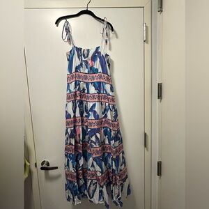 farm Rio, Blue and Pink Floral Maxi Dress, Size L
